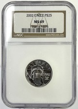 2002 $25 Platinum Eagle 1/4 oz NGC MS69 .9995 Platinum Coin 2859.40 per troy oz