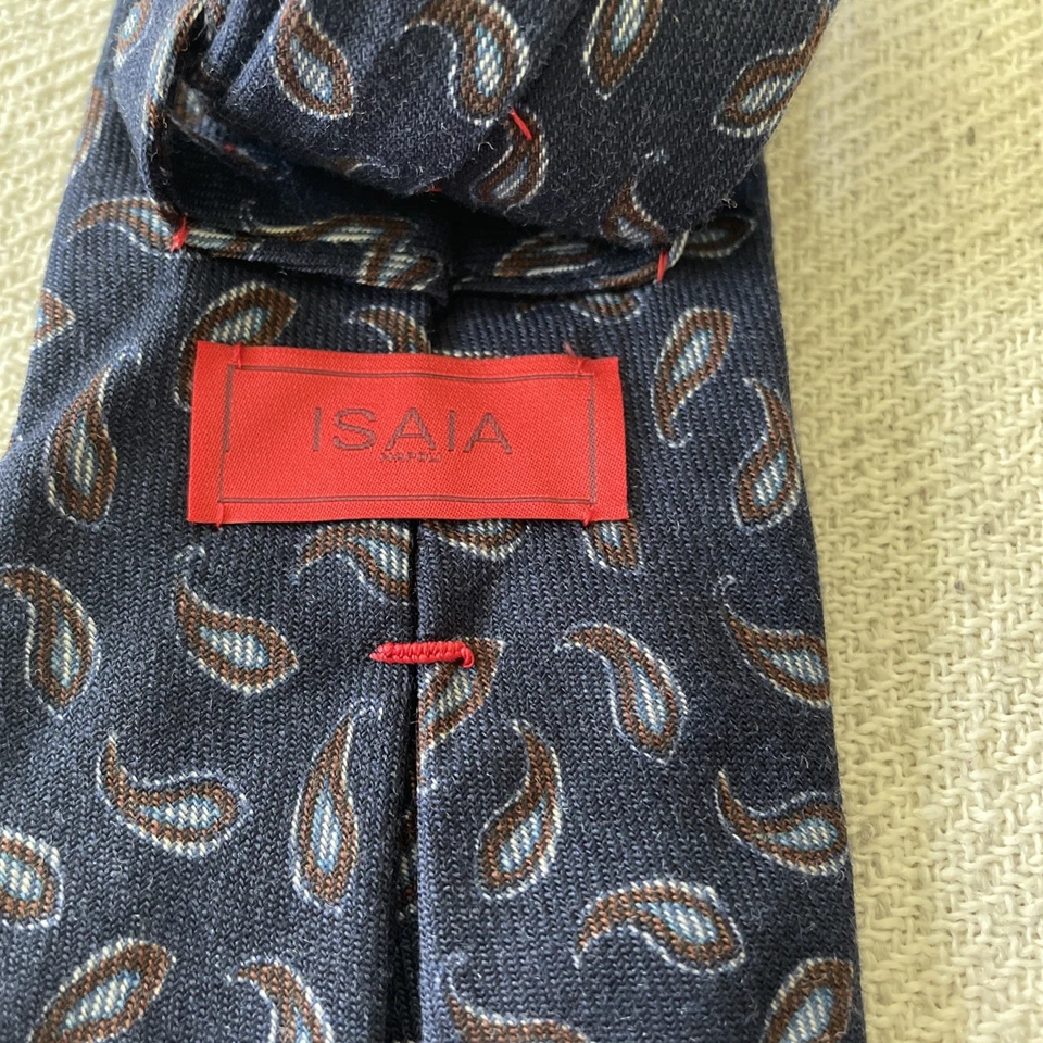 Corbata para hombre Isaia Napoli 100 % lana multicolor cachemira 7 pliegues Italia Foto 4 de 4