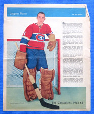 1961-62 La Patrie Colour Photo, JACQUES PLANTE, Montreal Canadiens