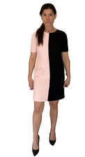 Pamella Roland dress SAMPLE SALE couture Size 8 mini color block black pink