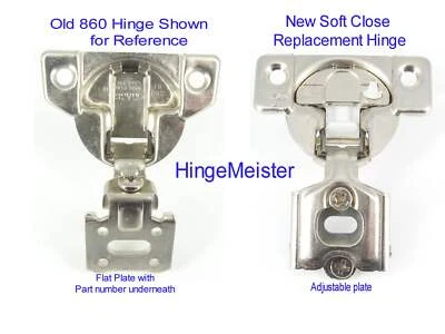 HINGE MEISTER Grass 860-01 & 860-02 Soft Close flat plate Replacement hinge-NEW- Sold in Pairs