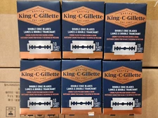 6X BOSTON KING C GILLETTE DOUBLE EDGE BLADES 10 BLADES EA. CHROME TOTAL 60 BLAD.