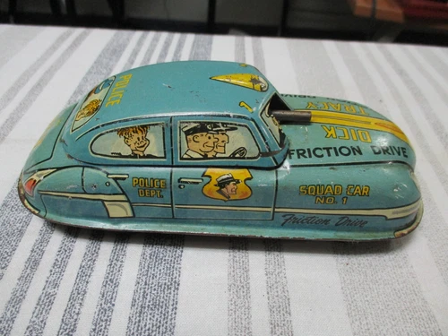 MARX DICK TRACY SQUADRON CAR NO. 1 FRICTION DRIVE TIN POLICE CAR