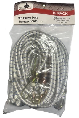 12pc Goliath Industrial Heavy Duty 36" Bungee Cord Tie Down Straps - BC1236