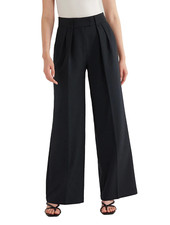 New Scoop High Waist Pleated Wide Leg Crepe Pants Women's Pullon Black Size 2