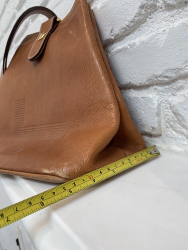 RARE VTG LANCEL LEATHER Bucket SHOULDER BAG PURSE Cognac Brown Camel Caramel - Picture 4 of 17