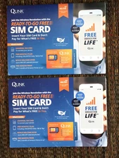 New - Qty 2 QLINK Wireless Cellular 4G LTE/5G Sim Card Kit - Read Description