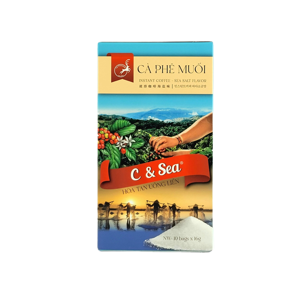 CAFÉ & SEA Vietnamese Instant Salt Coffee 3in1 160G 16gr x 10 Sticks