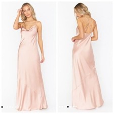 NWOT Show Me Your MuMu Tuscany Maxi Slip Dress ~ Rose Gold Luxe Satin