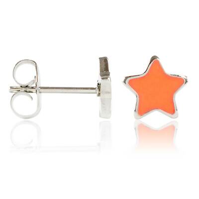 1 Paar Ohrringe Chirurgenstahl Ohrstecker Emaille Stern orange Studex Sensitive