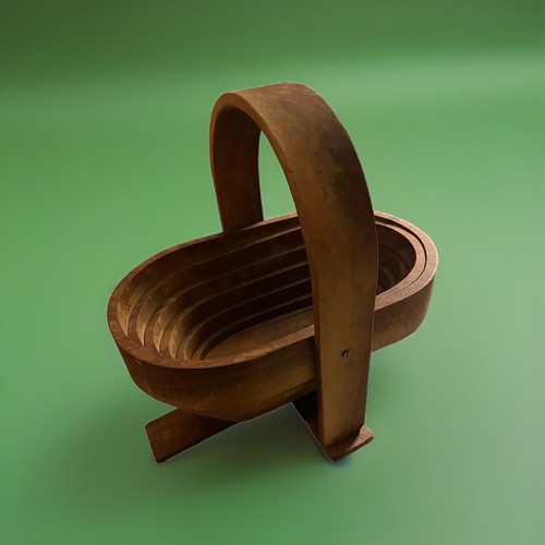 Wooden Collapsible Basket Handcrafted 1986 - Foto 1 di 7