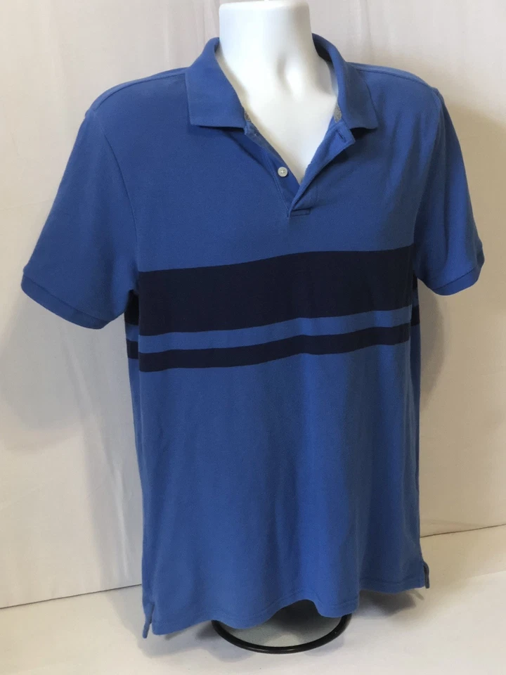 Old Navy Men’s Polo Shirt Blue Black Medium ▪FREE Shipping! - Image 2 of 4