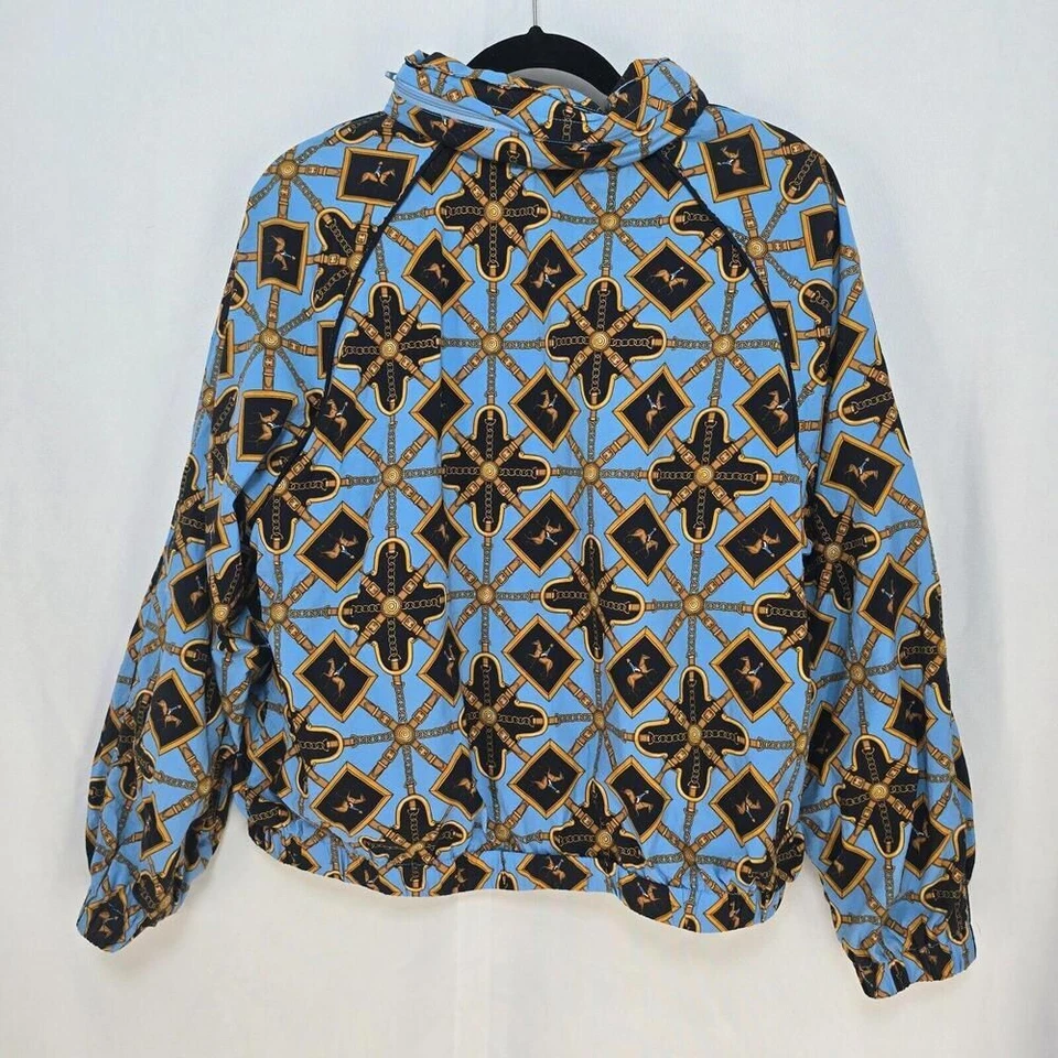 Винтажный Liz спортивная куртка женщина маленький большой ветровка синий конный скрытый капюшон - Изображение 2 из 4