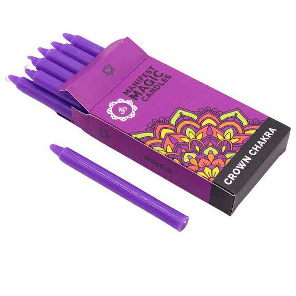 Purple Candles (Pack of 12) Crown Chakra; Manifest Wisdom magic occult spiritual