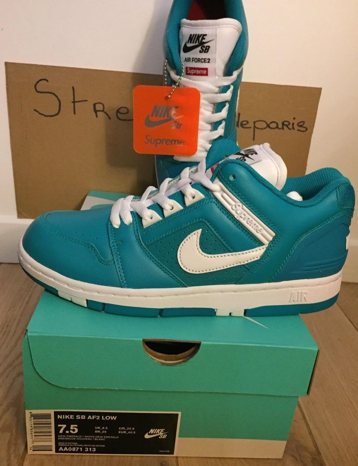 SNEAKER NIKE SB AF2 LOW SUPREME LTD ED SIZE UK 6.5 US 7.5