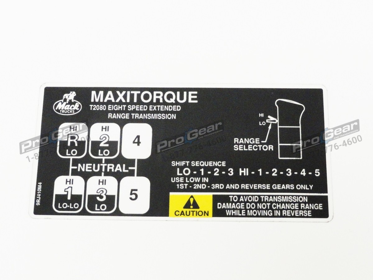 Mack 8 Speed Transmission Shift Pattern T2080 9RJ410M4 Pro