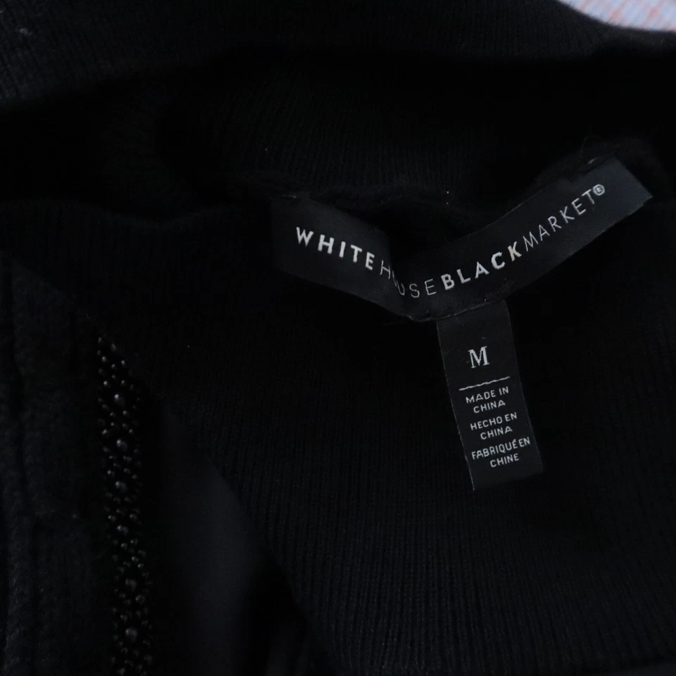 Suéter de cuello alto con ribete de cuentas sin mangas del mercado negro de la Casa Blanca talla mediana Foto 4 de 4