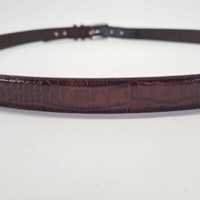 Polo Ralph Lauren Belt 52 Alligator Croc Print Leather Brown