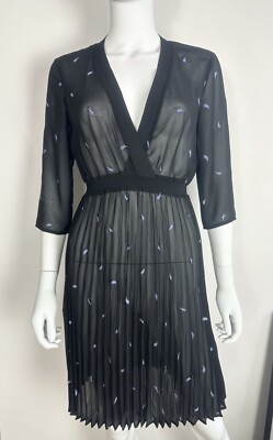 MAJE Black Pleated Paisley Embroidered Dress, New 1 | eBay UK