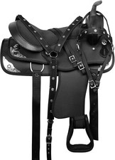 12" Western Horse Saddle Synthetic Cordura Trail Barrel Tack Set Black Free Ship