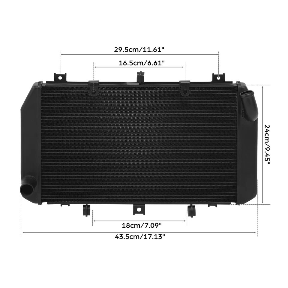 Refrigerador de radiador preto compatível com Kawasaki Z1000 07-09 Z750 07-10 Z800 2016 - Imagem 3 de 4