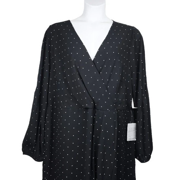 Cooper Womens St Portia Drape Black White Polka Dot Faux Wrap