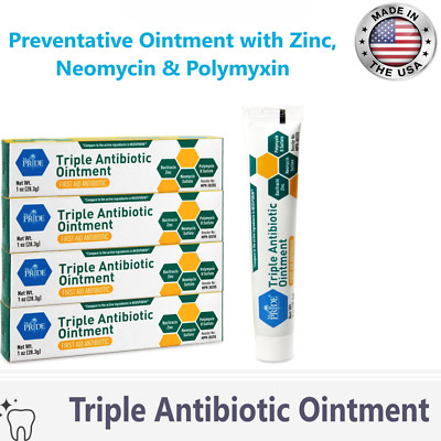 First Aid Triple Antibiotic Ointment 1oz - 4 Oz Tube, Made in USA, Preventative
