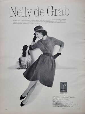 1959 Womens Nelly de Grab dress spaniel dog photo vintage