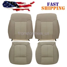 For 2011-14 Ford F150 XLT Driver + Passenger Bottom & Top Cloth Seat Cover Tan