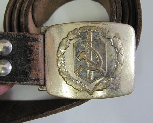 1960er BULGARISCHER KOMMUNISTISCHER KGB STAATSSICHERHEIT OFFIZIERE LEDERGÜRTEL MESSINGSCHNALLE - Bild 1 von 5