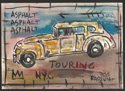 JEAN MICHAEL BASQUIAT - Mischtechnik auf Karton HANDSIGNIERT RAR :''NYC TOURING''-