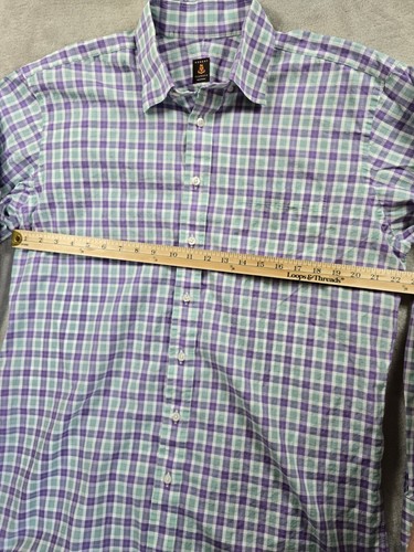 Camicia uomo Robert Talbott su misura con bottoni viola verde - Foto 2 di 7