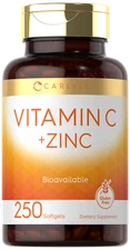Vitamin C with Zinc | 280mg | 250 Softgels | Non-GMO, Gluten Free | by Carlyle