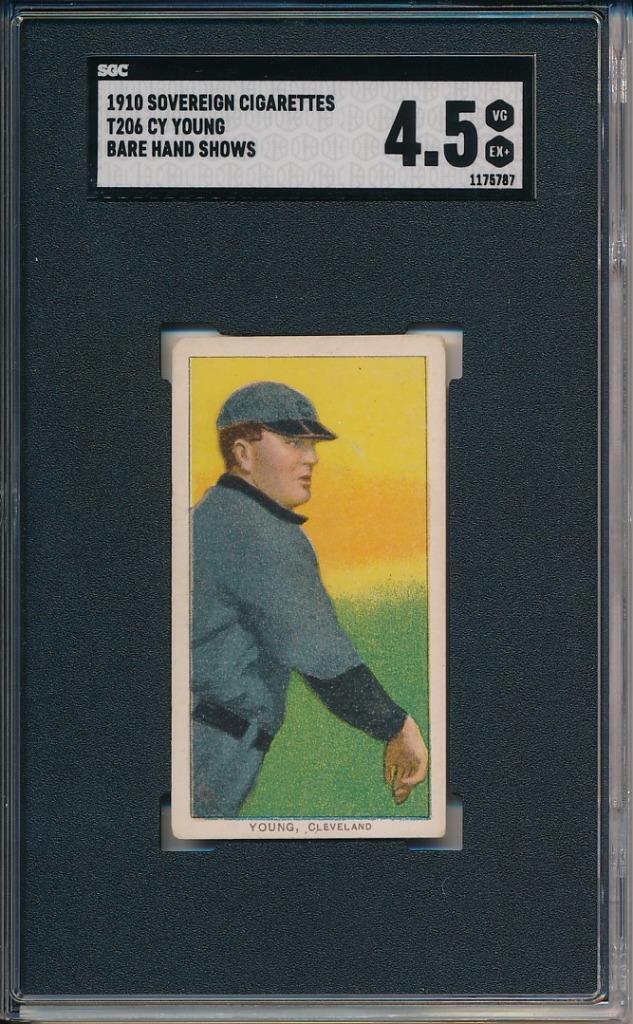Cy Young 1909-11 T206 Bare Hand Shows Sovereign Back SGC 4.5 Centered
