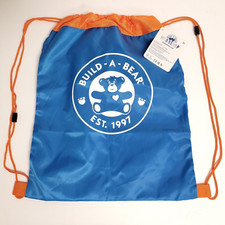 Build a Bear Workshop Toy Bear Carrier Bag 1997 Blue Orange String Backpack