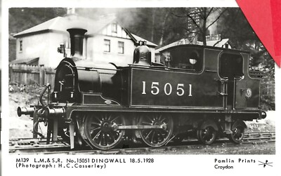 LMS EX HIGHLAND - W CLASS 0-4-4T  15051 @ DINGWALL - VINTAGE IMAGE - # L3955