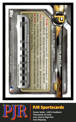 2018 Bowman Chrome #BCP41 Jason Martin Pittsburgh Pirates  Buy 4 - 35% Off - Picture 2 of 2