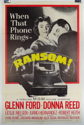 Donna Reed Ransom RANSOM 1956 ONE SHEET ORIGINAL MOVIE POSTER - GLENN FORD - DONNA REED ...