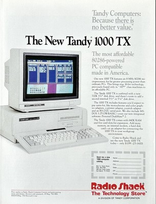 1987 Ad Radio Shack Tandy Computers 1000 TX 8 MHz 80286 Processor 720K Disk