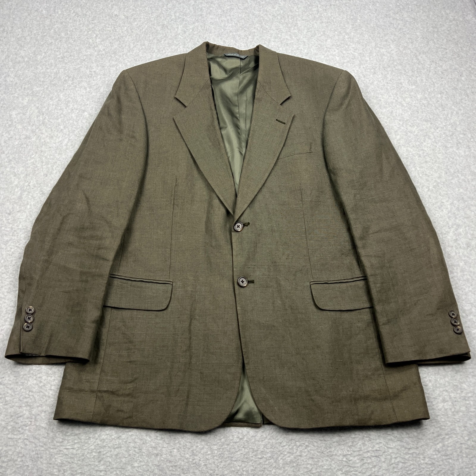 Eddie Bauer Belgian 100% Linen Jacket Mens 41R Green* Blazer Sport Coat USA Made
