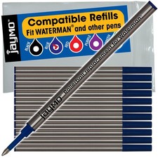 Jaymo Rollerball Pen Refill, Blue Waterman 12 Pack