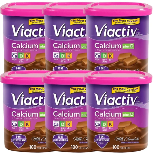 6 Pack Viactiv Calcium Plus D Soft Chews Milk Chocolate Bones Health 100 Ct - Image 2 of 4