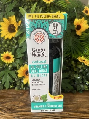 GuruNanda Coconut Mint Oil Pulling Mouthwash - Essential Oils & Vitamins 8 oz.
