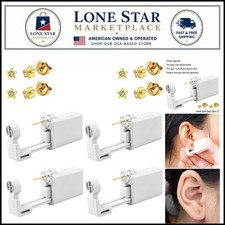 Disposable Ear Piercing Gun Kit: 4 Pack with Gold Earring Studs for Easy Use