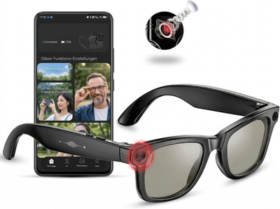 Smart Glasses mit KI & Bluetooth, ChatGPT-Sprachassistent, UV-Schutz, WLAN