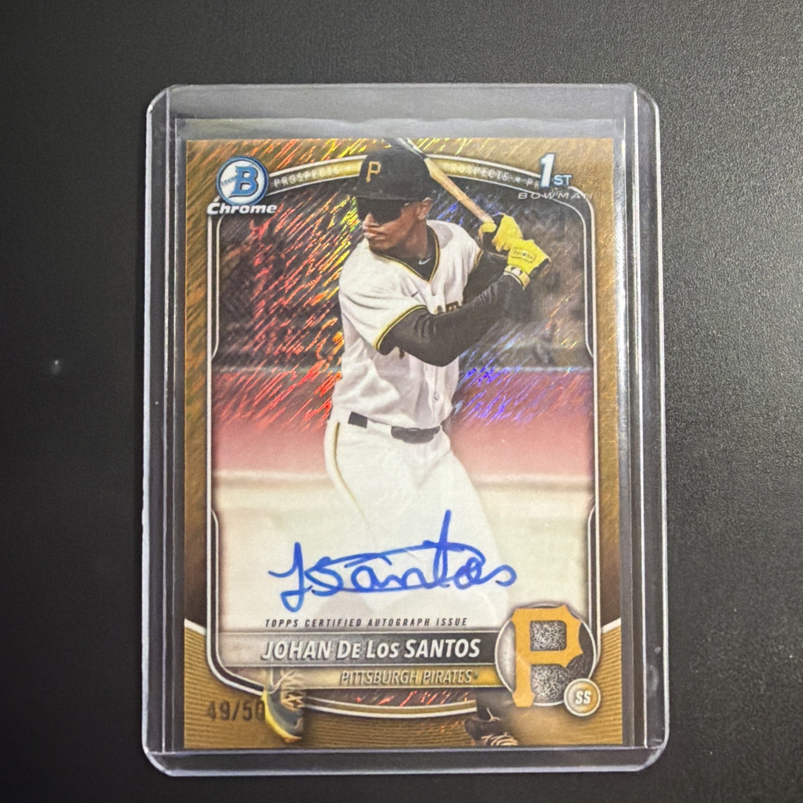2025 Bowman Chrome Gold Shimmer Johan De Los Santos 1st Auto /50