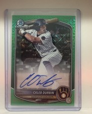 Topps 2025 Bowman Chrome Caleb Durbin Brewers Green Mojo /99 Auto