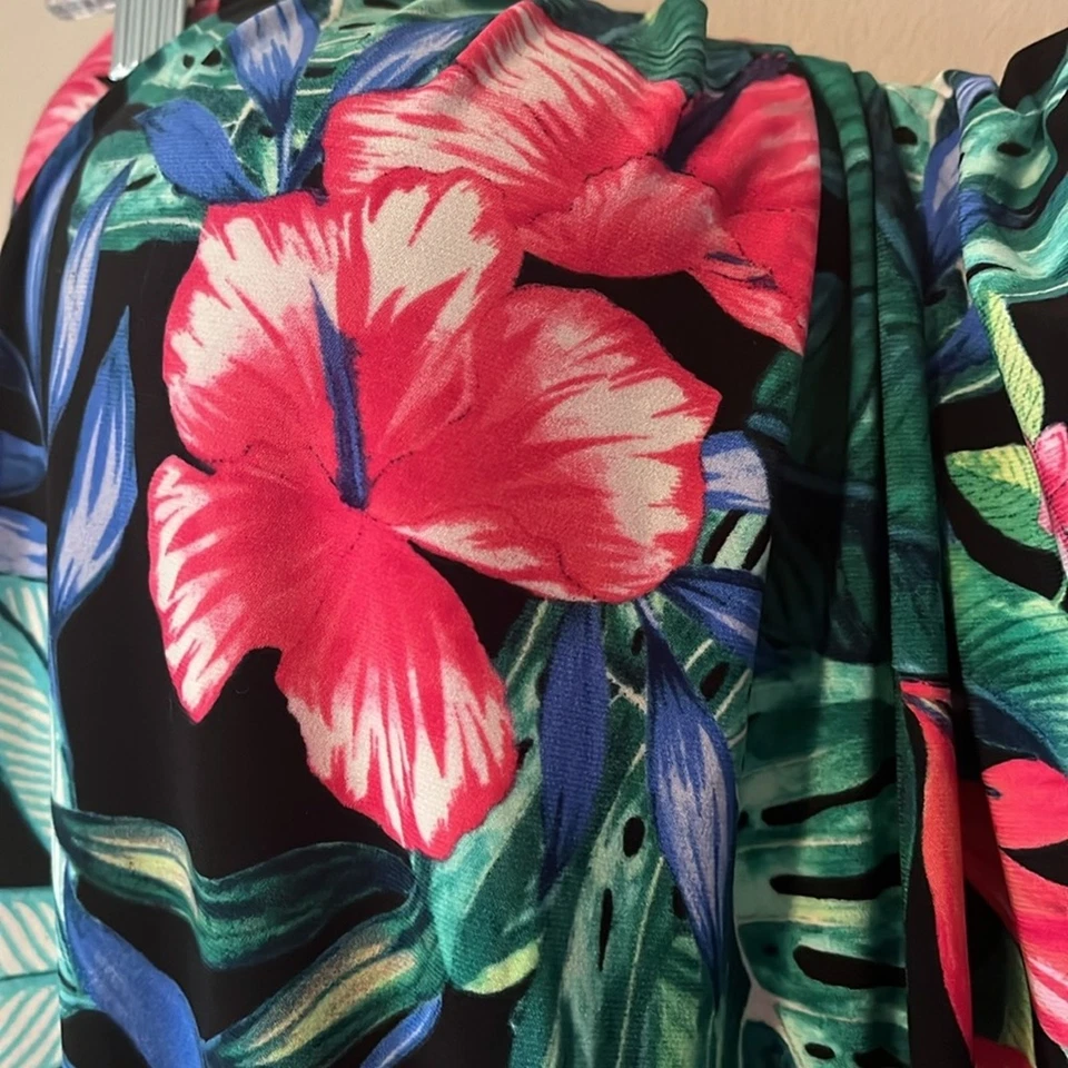 ¡Nuevo! Robby Len Traje de Baño de Una Pieza Vestido de Baño Tropical Floral Talla 18W Foto 2 de 4