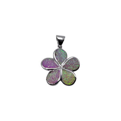 Plumeria Traum Anhänger mittel 925 Silber rosa Opal Inlay Charm kostenloser Versand