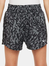 Nike One Big Kids' Girls' Woven High-Waisted Shorts Smoke Grey Leopard